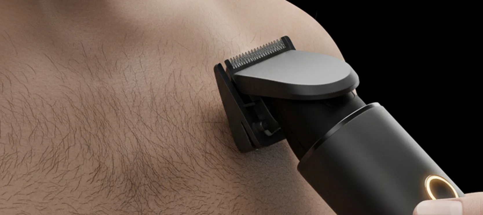 A trimmer on a hairy chest